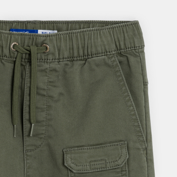 شورت برمودا كارجو قماش أخضر كاكي للأولاد